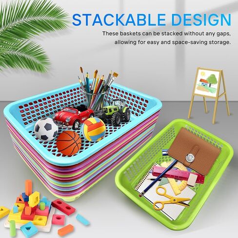 30 Pack A4 Size Classroom Storage Baskets Paper Organizer Basket Colorful Organization Storage Trays Mesh Bin for Teacher Classroom Office Home Basket Tray in Saudi Arabia