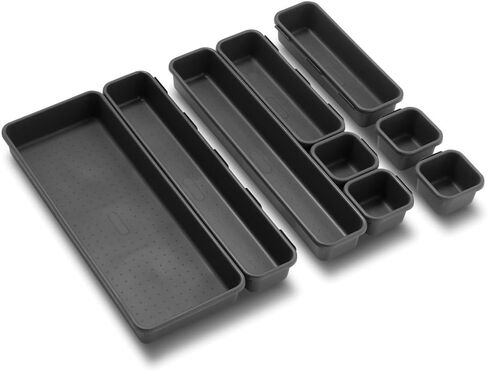 مجموعة Madesmart Value Collection مجموعة صناديق متشابكة مكونة من 9 قطع للتخزين المتين متعدد الأغراض وقابل للتخصيص، وأحجام متنوعة، من الجرانيت in Kuwait