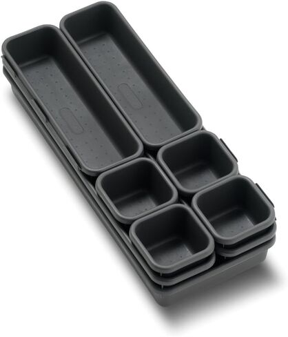 مجموعة Madesmart Value Collection مجموعة صناديق متشابكة مكونة من 9 قطع للتخزين المتين متعدد الأغراض وقابل للتخصيص، وأحجام متنوعة، من الجرانيت in Kuwait