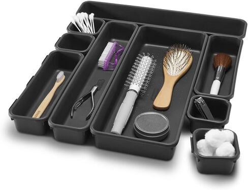 مجموعة Madesmart Value Collection مجموعة صناديق متشابكة مكونة من 9 قطع للتخزين المتين متعدد الأغراض وقابل للتخصيص، وأحجام متنوعة، من الجرانيت in Kuwait