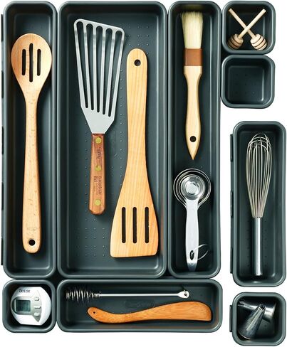 مجموعة Madesmart Value Collection مجموعة صناديق متشابكة مكونة من 9 قطع للتخزين المتين متعدد الأغراض وقابل للتخصيص، وأحجام متنوعة، من الجرانيت in Kuwait