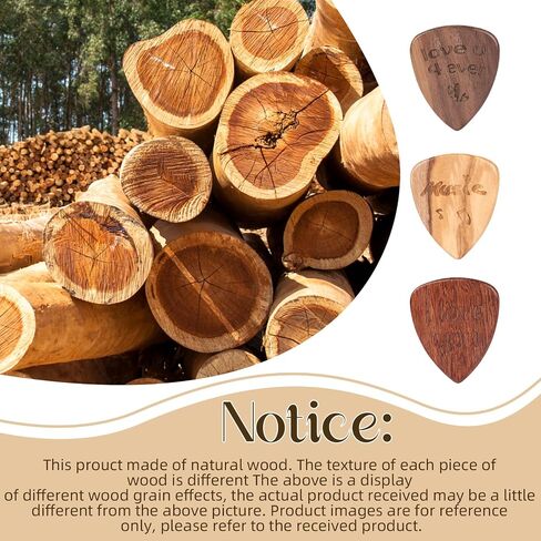 Keneke Wooden Guitar Pick Box with Lid,3PCS Unique Guitar Picks,Guitar Pick Holder Box,Musician Engraved Wooden Plectrum Case,Acoustic Guitar Box for Electric Bass Guitar Ukulele Lover in Saudi Arabia