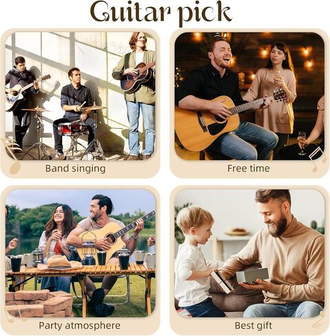 Keneke Wooden Guitar Pick Box with Lid,3PCS Unique Guitar Picks,Guitar Pick Holder Box,Musician Engraved Wooden Plectrum Case,Acoustic Guitar Box for Electric Bass Guitar Ukulele Lover in Saudi Arabia