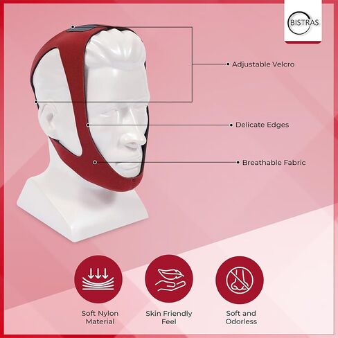 حزام ذقن قابل للتعديل على طراز روبي لمستخدمي Cpap، حزام ذقن مضاد للشخير، جهاز فعال للمساعدة في النوم، حل رائع للنوم للرجال والنساء يبقي الفم مغلقًا أثناء النوم (كبير/كبير جدًا) in Kuwait