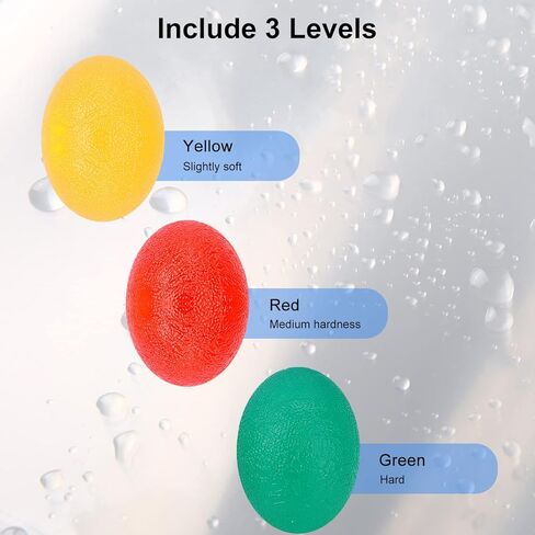 supregear Hand Exercise Ball, 3Pcs Hand Grip Strength Trainer Squeeze Balls for Hand Flexibility Recovery Sports Massage Rehabilitation Grip Strength Ball Hand Wrist Trainer with Different Hardness in Kuwait