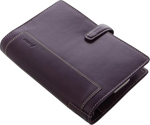 Filofax Holborn Organizer, Personal Size, Purple - Full Grain Buffalo Leather, Six Rings, with Cotton Cream Week-to-View Calendar Diary, Multilingual, 2024 (C025601-24) in Saudi Arabia