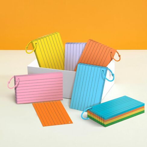 300 Pcs Index Cards 3x5 Ruled Flash Cards with Colorful Binder Rings Colored Studying Note Cards for School Office Supplies in Kuwait