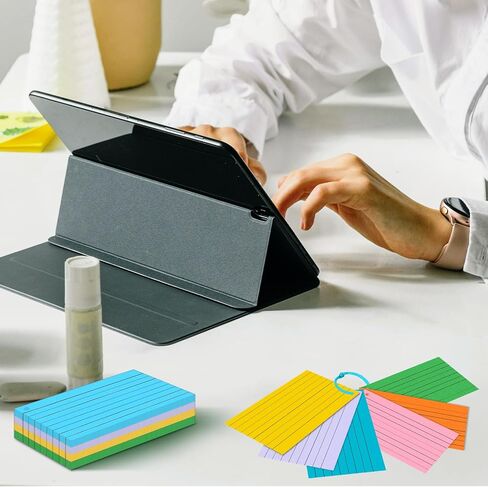 300 Pcs Index Cards 3x5 Ruled Flash Cards with Colorful Binder Rings Colored Studying Note Cards for School Office Supplies in Kuwait