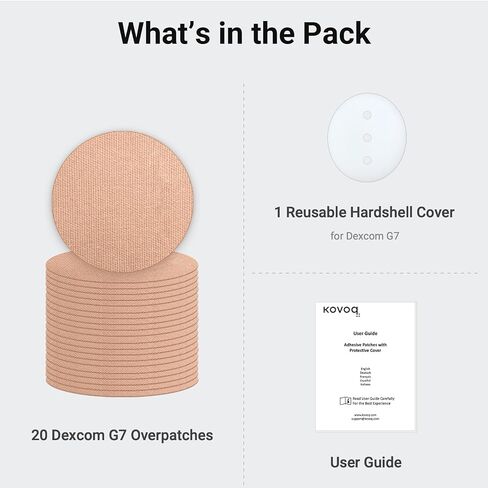 رقعات لاصقة Dexcom G7 - 20 قطعة من رقعات Dexcom G7 المقاومة للماء وجيدة التهوية مع غطاء صلب، حماية متعددة الطبقات لمدة تزيد عن 10 أيام، علبة مفصلية ممتازة (أسمر ضارب للصفرة) in Kuwait