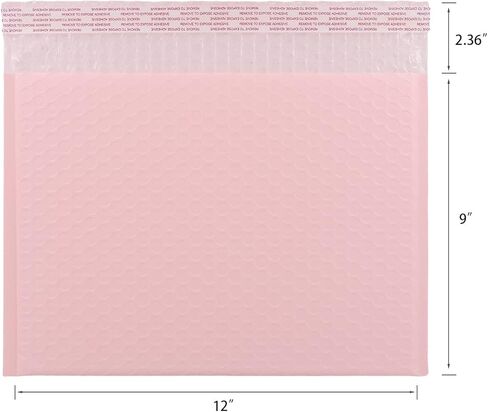 12x9" Side-Opening Light Pink Bubble Mailers (25-Pack) in Kuwait