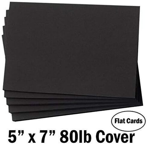 Hamilco Black Colored Cardstock Thick paper - Blank Note Greeting Invitations & Index Cards - 5 x 7" Heavy Weight 80 lb Scrapbook Chalkboard Card Stock - 50 Pack in Kuwait