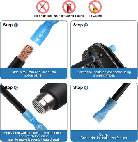 250PCS Heat Shrink Wire Connectors,Electrical Terminals Kit,Waterproof,Automotive Marine Electrical Terminals Kit,Ring Fork Hook Spade Butt Splices,Tinned Red Copper,12-10,16-14,22-16 (250PCS) in Saudi Arabia