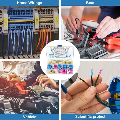 250PCS Heat Shrink Wire Connectors,Electrical Terminals Kit,Waterproof,Automotive Marine Electrical Terminals Kit,Ring Fork Hook Spade Butt Splices,Tinned Red Copper,12-10,16-14,22-16 (250PCS) in Saudi Arabia