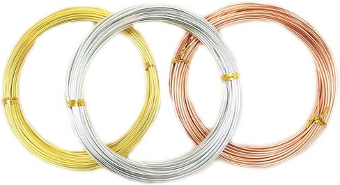 Aluminum Wire 1.2MM (17 Gauge) 3 Colors Gold, Copper, Silver for Jewelry and Sculpture Making (32.8ft Each) by CRAFT WIRE in Saudi Arabia