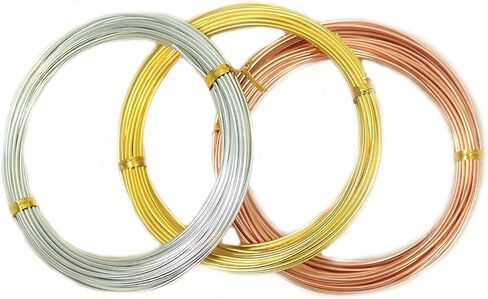 Aluminum Wire 1.2MM (17 Gauge) 3 Colors Gold, Copper, Silver for Jewelry and Sculpture Making (32.8ft Each) by CRAFT WIRE in Saudi Arabia