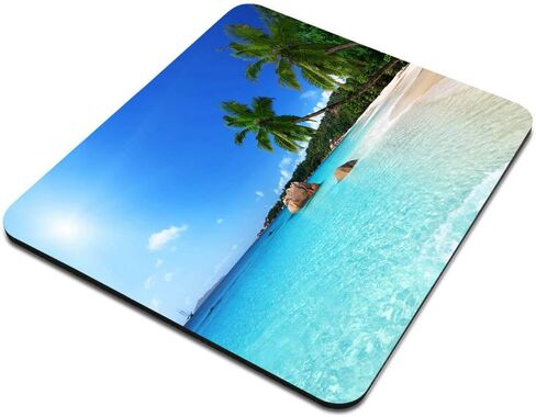 Ocean Mouse Pad, ANSE Lazio Beach at Praslin Island Surfing Beach Scenic View Travel, Rectangle Non-Slip Rubber Mousepad in Saudi Arabia
