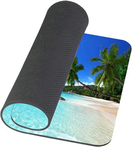 Ocean Mouse Pad, ANSE Lazio Beach at Praslin Island Surfing Beach Scenic View Travel, Rectangle Non-Slip Rubber Mousepad in Saudi Arabia