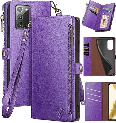 XcaseBar for Samsung Galaxy Note 20 Wallet case with Zipper Credit Card Holder【RFID Blocking】, Flip Folio Book PU Leather Phone case Shockproof Cover Women Men for Samsung Note20 case Black in Saudi Arabia