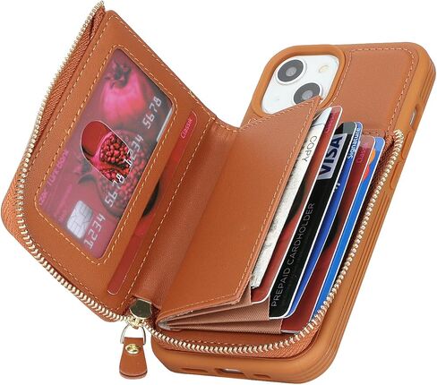 for iPhone 14 / iPhone13 Case with Card Holder for Women, for iPhone 13 14 Phone Case Wallet with Strap, Zipper Case Cover with Coin Pocket Lanyard Compatible with iPhone 14 13 - Beige in Kuwait
