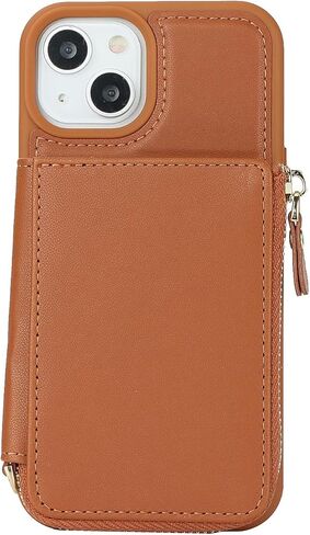 for iPhone 14 / iPhone13 Case with Card Holder for Women, for iPhone 13 14 Phone Case Wallet with Strap, Zipper Case Cover with Coin Pocket Lanyard Compatible with iPhone 14 13 - Beige in Kuwait