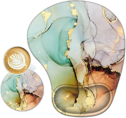 ARTSO Ergonomic Mouse Pad with Wrist Support Gel Mouse Pad Wrist Rest, Non-slip PU Base Comfortable Mousepad for Office Home Working Studying Pain Relief & Easy Typing, Pink Marble in Saudi Arabia