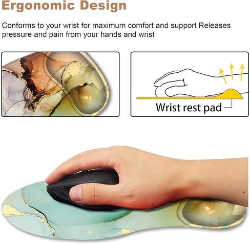 ARTSO Ergonomic Mouse Pad with Wrist Support Gel Mouse Pad Wrist Rest, Non-slip PU Base Comfortable Mousepad for Office Home Working Studying Pain Relief & Easy Typing, Pink Marble in Saudi Arabia