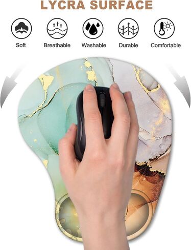 ARTSO Ergonomic Mouse Pad with Wrist Support Gel Mouse Pad Wrist Rest, Non-slip PU Base Comfortable Mousepad for Office Home Working Studying Pain Relief & Easy Typing, Pink Marble in Saudi Arabia