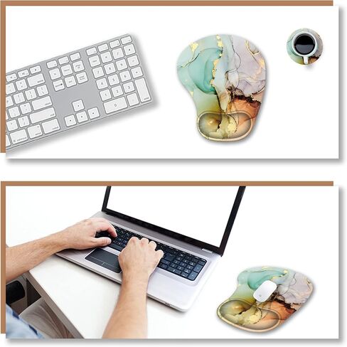 ARTSO Ergonomic Mouse Pad with Wrist Support Gel Mouse Pad Wrist Rest, Non-slip PU Base Comfortable Mousepad for Office Home Working Studying Pain Relief & Easy Typing, Pink Marble in Saudi Arabia