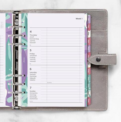 Filofax Calendar Diary Refill, A5 Size, Week-to-View, Illustrated Floral Diary Pack with Four-Color Print Design, Multilingual: Five Languages, 2024 (C6351-24) in Saudi Arabia