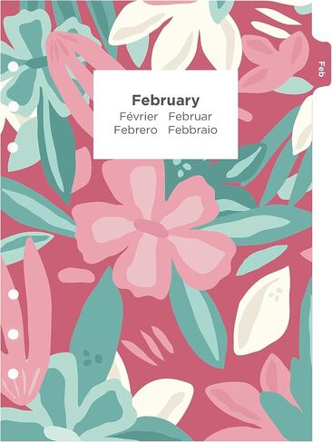 Filofax Calendar Diary Refill, A5 Size, Week-to-View, Illustrated Floral Diary Pack with Four-Color Print Design, Multilingual: Five Languages, 2024 (C6351-24) in Saudi Arabia