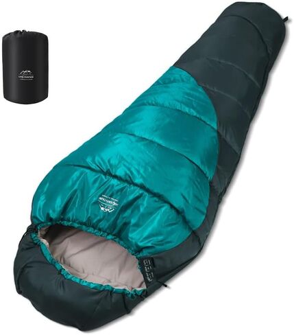Mummy Sleeping Bag|3-4 Season Camping Sleeping Bag for Adults-14℉-59℉Extreme,Washable,Warm & Cool Weather for Outdoor Hiking Travel Gear Must Kids Sleep Accessories,Gray&Blue in Kuwait