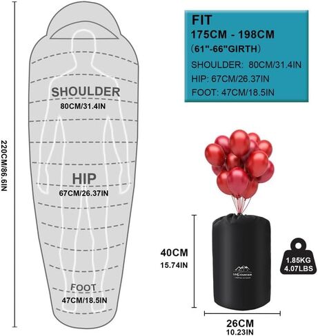 Mummy Sleeping Bag|3-4 Season Camping Sleeping Bag for Adults-14℉-59℉Extreme,Washable,Warm & Cool Weather for Outdoor Hiking Travel Gear Must Kids Sleep Accessories,Gray&Blue in Kuwait