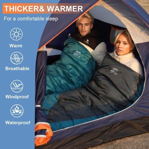 Mummy Sleeping Bag|3-4 Season Camping Sleeping Bag for Adults-14℉-59℉Extreme,Washable,Warm & Cool Weather for Outdoor Hiking Travel Gear Must Kids Sleep Accessories,Gray&Blue in Kuwait