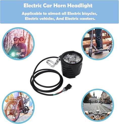 أضواء سكوتر كهربائي، مصباح أمامي سكوتر كهربائي، 10 بوصة عالمي 12 إلى 72 فولت 2 في 1 مصباح أمامي للدراجة سهل التركيب وإزالة المصباح الأمامي للدراجة لملحقات ركوب الدراجات in Kuwait