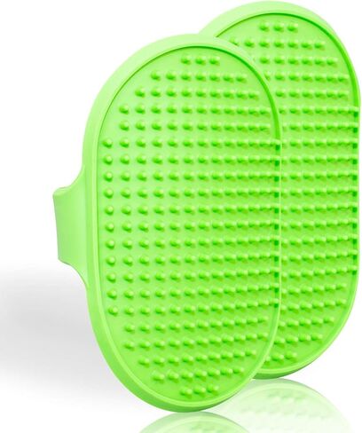 Lillian Ruff Dog Bath Brush - 2 Pack of Flexible Rubber Dog Shower Brush with Adjustable Strap - Soothing Massage Bristles Produce more Lather, Reduce Bath Time, Remove More Dirt & Loose Hair (Green) in Saudi Arabia