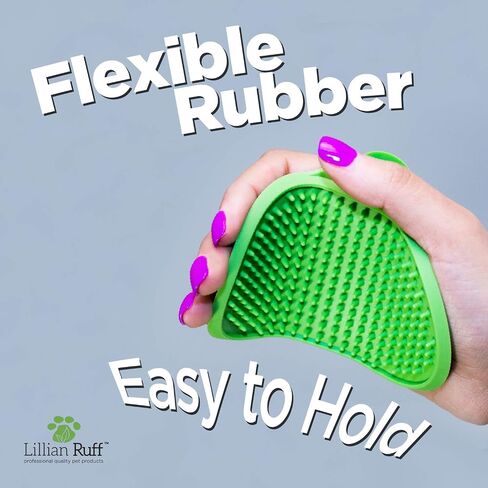 Lillian Ruff Dog Bath Brush - 2 Pack of Flexible Rubber Dog Shower Brush with Adjustable Strap - Soothing Massage Bristles Produce more Lather, Reduce Bath Time, Remove More Dirt & Loose Hair (Green) in Saudi Arabia