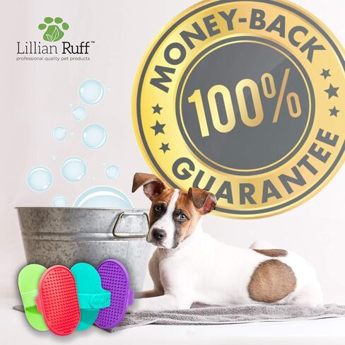 Lillian Ruff Dog Bath Brush - 2 Pack of Flexible Rubber Dog Shower Brush with Adjustable Strap - Soothing Massage Bristles Produce more Lather, Reduce Bath Time, Remove More Dirt & Loose Hair (Green) in Saudi Arabia