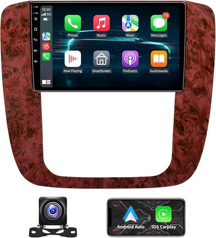 راديو ستيريو للسيارة 5G WiFi 4GB+32GB لسيارة GMC Yukon Tahoe Suburban 2007-2012 شيفروليه سيلفرادو 2010-2013، شاشة لمس IPS 9.2 بوصة مع Carplay لاسلكي Android Auto Android 13 48EQ كاميرا خلفية 1080P SWC in Kuwait