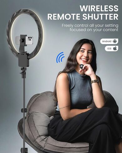 12'' Ring Light with 62'' Extendable Tripod Stand, Selfie Ring Light with Stand and 2 Phone Holder for Live Stream/Makeup/YouTube/TikTok, Compatible with All Phones, Ipads and Cameras in Saudi Arabia