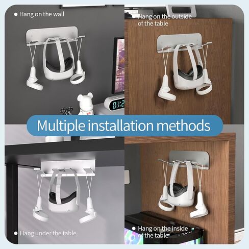 حامل تخزين مثبت على الحائط VR لسماعات الرأس VR مثبت على الحائط لـ Oculus Quest 2 Quest 3 / Play-Station Quest 2 سماعات مثبتة على الحائط وخطاطيف من سبائك الألومنيوم لتعليق الرفوف المثبتة على الحائط in Kuwait