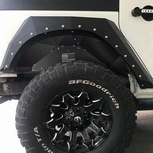 بطانات الحاجز الداخلي الخلفي مشاعل لـ 2007-2018 Jeep Wrangler JK 4WD & 2WD من الألومنيوم خفيف الوزن (نمط العلم الأمريكي أسود) in Kuwait