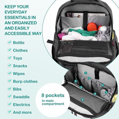 Baby Diaper Bag Backpack,With Detachable Portable Changing Pad, 15 Compartments, Multifunction Bag, Large Capacity Travel Bags for Newborn Boys&Girls in Saudi Arabia