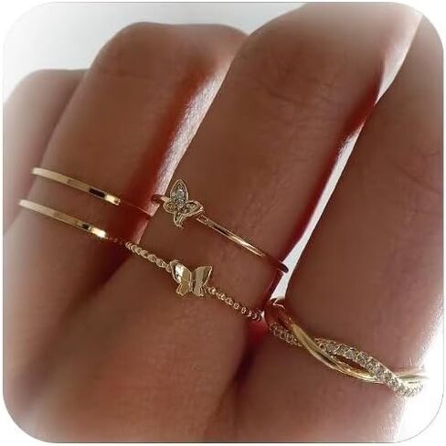 Gold Rings that Don't Tarnish Cubic Zirconia Rings Engagement Band Rings Gold Rings for Women Non Tarnish Dainty Rings Butterfly Rings Pearl Rings Promise Rings Jewelry for Girls in Saudi Arabia