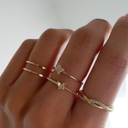 Gold Rings that Don't Tarnish Cubic Zirconia Rings Engagement Band Rings Gold Rings for Women Non Tarnish Dainty Rings Butterfly Rings Pearl Rings Promise Rings Jewelry for Girls in Saudi Arabia