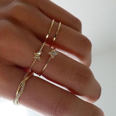 Gold Rings that Don't Tarnish Cubic Zirconia Rings Engagement Band Rings Gold Rings for Women Non Tarnish Dainty Rings Butterfly Rings Pearl Rings Promise Rings Jewelry for Girls in Saudi Arabia