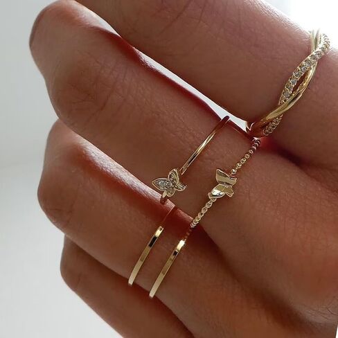 Gold Rings that Don't Tarnish Cubic Zirconia Rings Engagement Band Rings Gold Rings for Women Non Tarnish Dainty Rings Butterfly Rings Pearl Rings Promise Rings Jewelry for Girls in Saudi Arabia