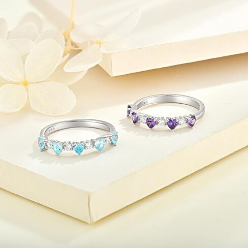 Stackable Rings 925 Sterling Silver Rings Half Eternity Ring Birthstones Ring for Women 6-9 Size in Saudi Arabia