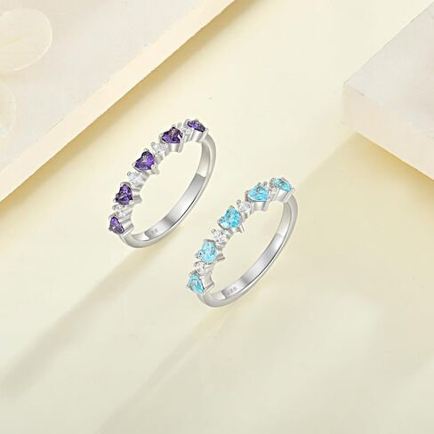 Stackable Rings 925 Sterling Silver Rings Half Eternity Ring Birthstones Ring for Women 6-9 Size in Saudi Arabia