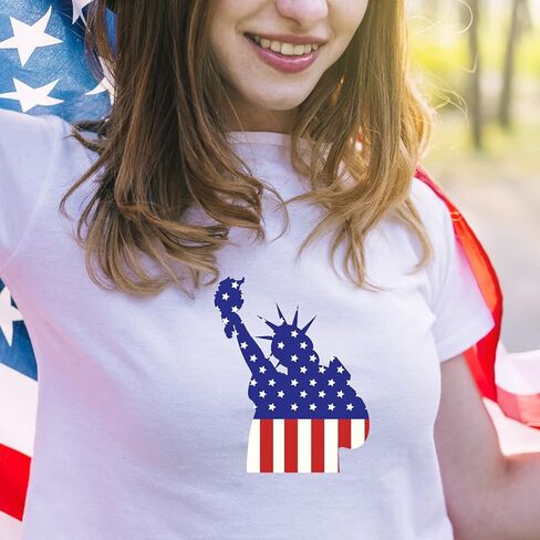 فينيل نقل الحرارة الوطني، 4 يوليو HTV حديد على الفينيل، لملابس عيد الاستقلال زي صناعة النسيج DIY (6 ورقات) in Kuwait