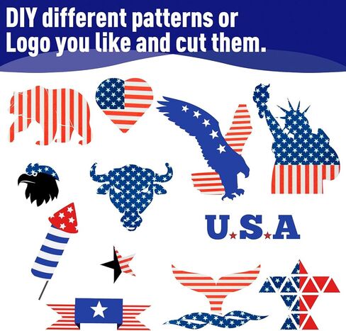 فينيل نقل الحرارة الوطني، 4 يوليو HTV حديد على الفينيل، لملابس عيد الاستقلال زي صناعة النسيج DIY (6 ورقات) in Kuwait